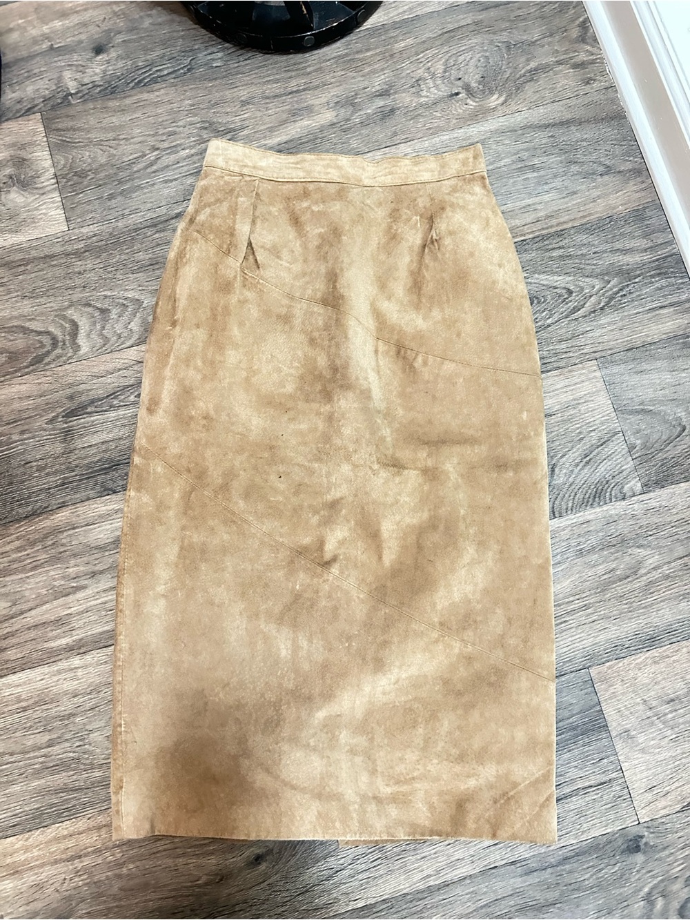 Michelle Stuart Camel Suede Pencil Skirt